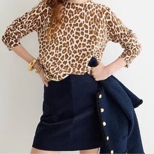 J. Crew Leopard 🐆 Print Cashmere Crewneck Sweater Luxurious Animal Safari M